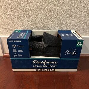 NEW Dearfoams Men's Total Comfort Memory Foam Slippers - SIZE XL 13-14 Gray